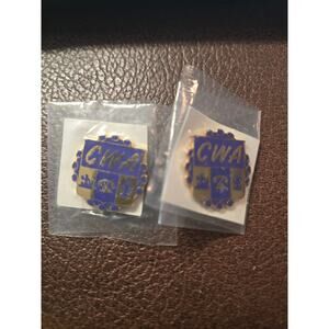 2 CWA Purple Gold Union Lapel Pin Communication Workers of‎ America Telephone